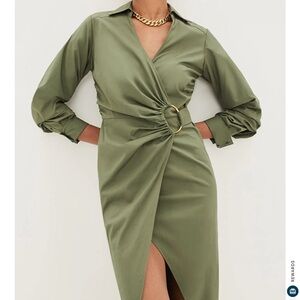 Veronica Beard Olive Green Wrap Dress